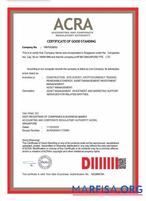 Printable Singapore certificate of good standing Word and PDF template